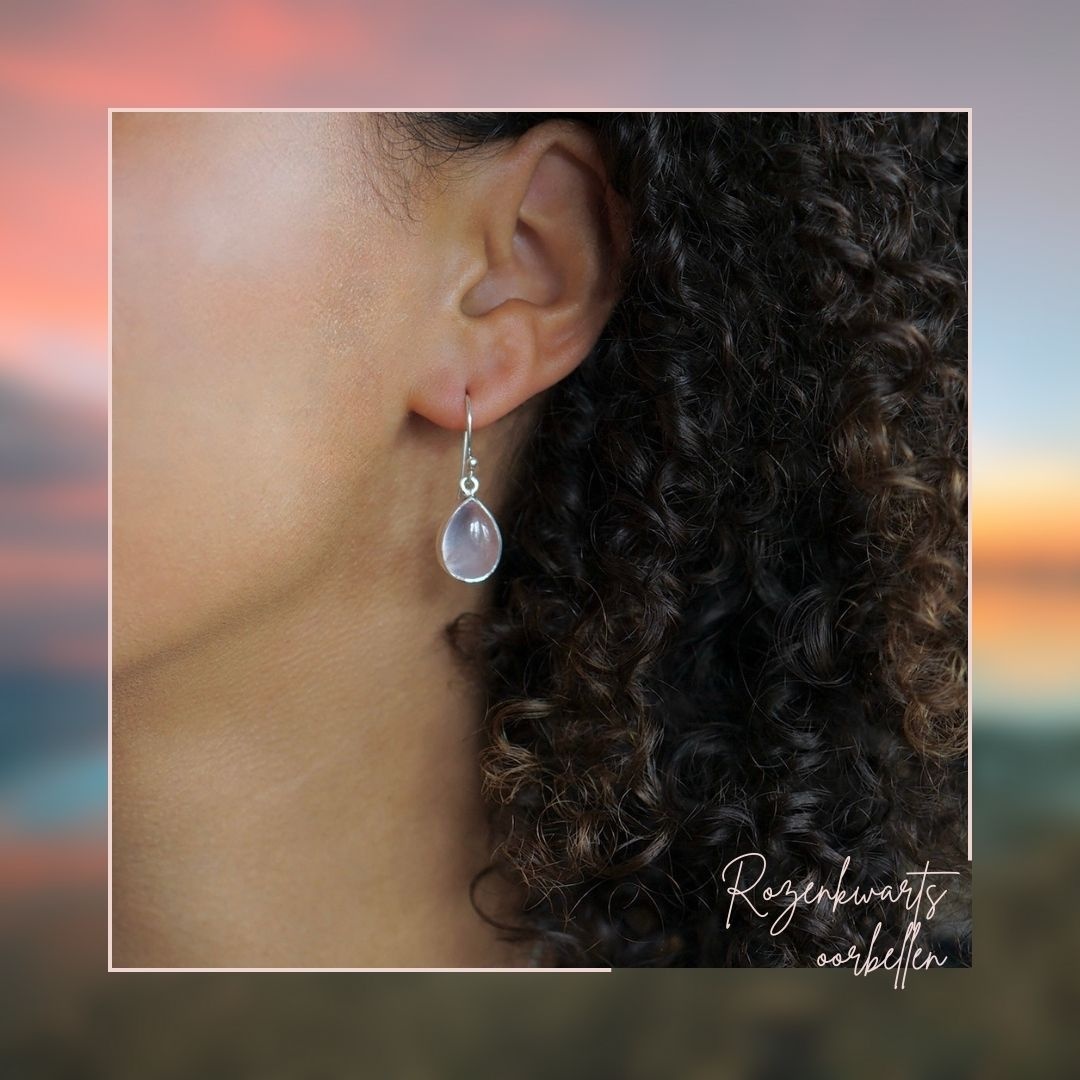 Handgemaakte rozenkwarts oorbellen