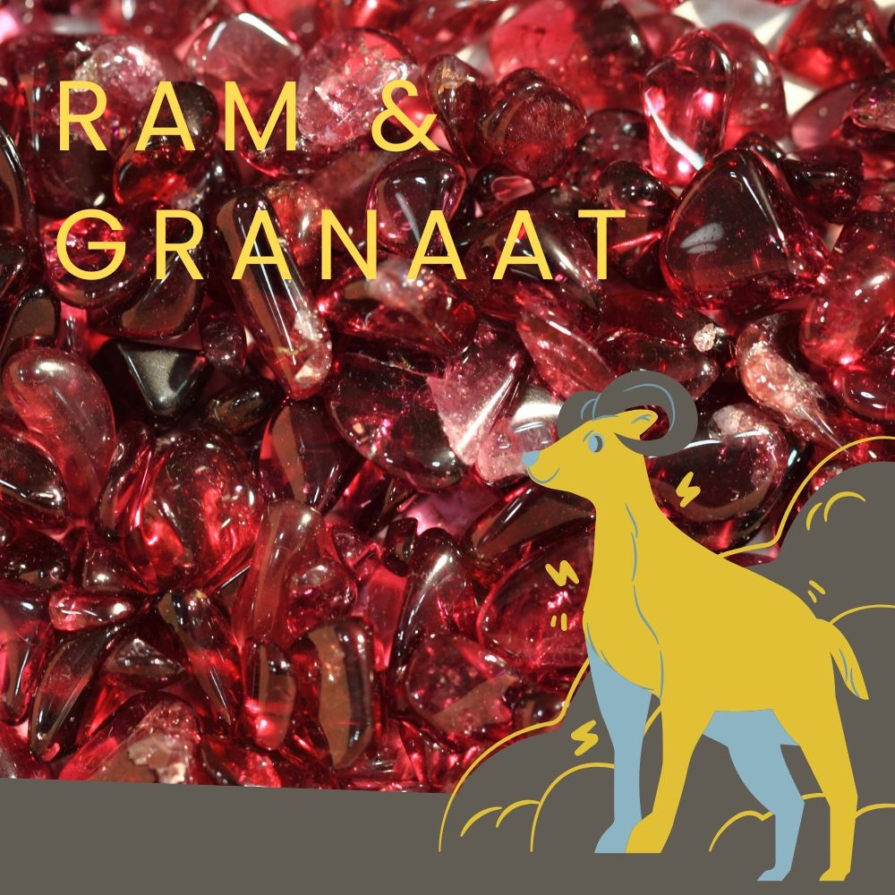 Ram sterrenbeeld en granaat edelsteen