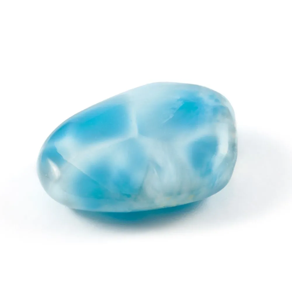 Close-up van larimar steen met blauw witte patronen