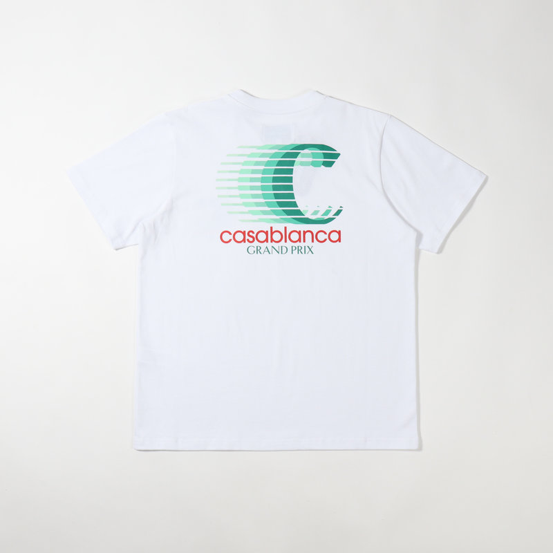 Casablanca Grand Prix Logo Double Sided T Shirt White Oallery