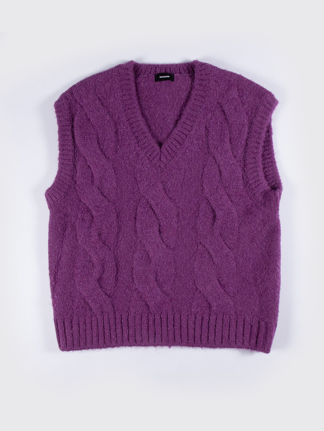 WE11DONE Cable Knit Vest Purple - OALLERY