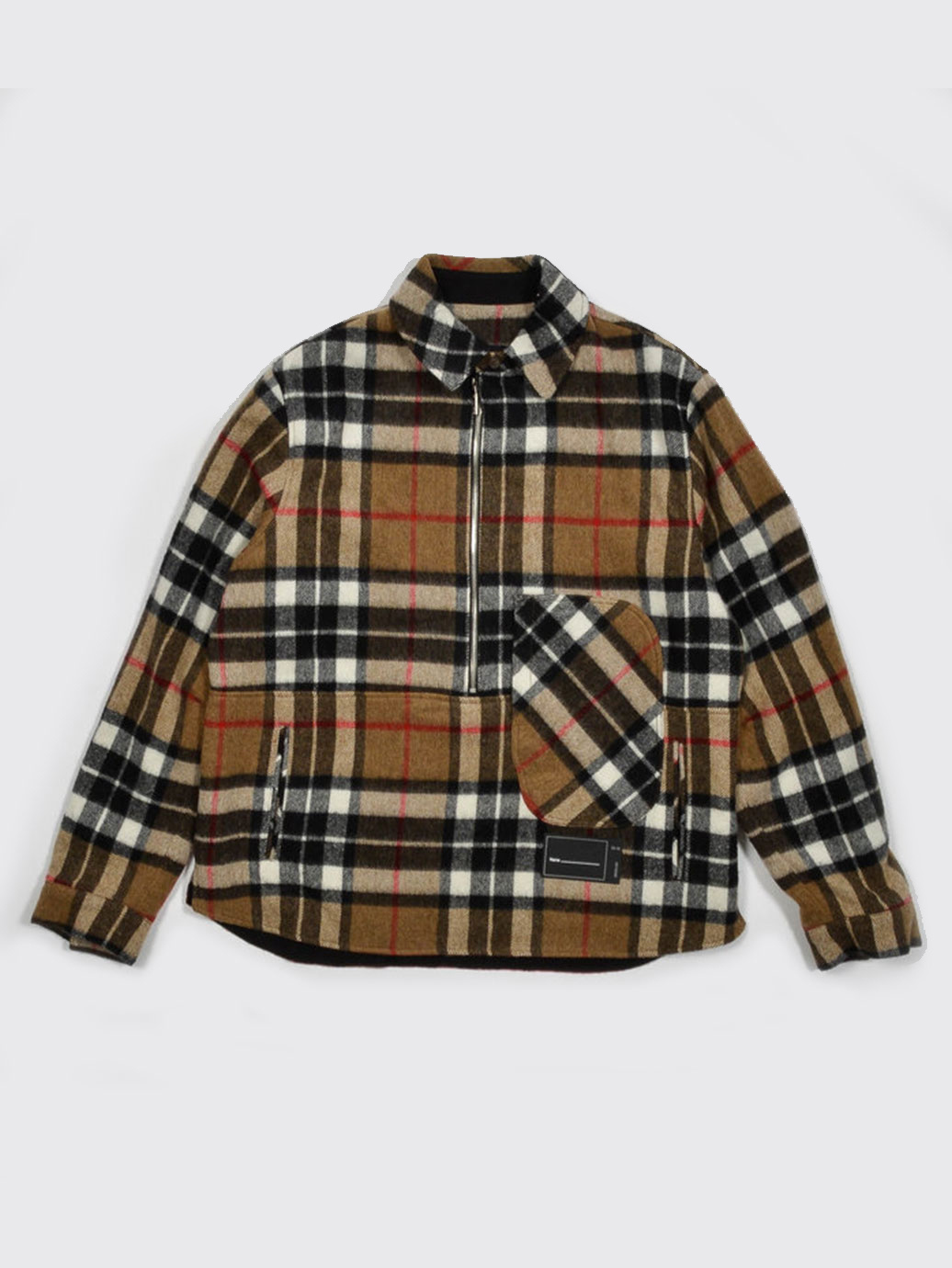 WE11DONE WD Check Anorak Wool Shirt Camel - OALLERY