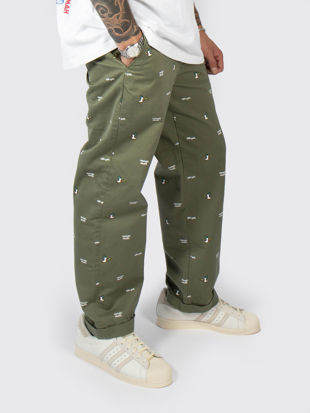 Human Made Pattern Printed Chino Pants Olive Drab - OALLERY