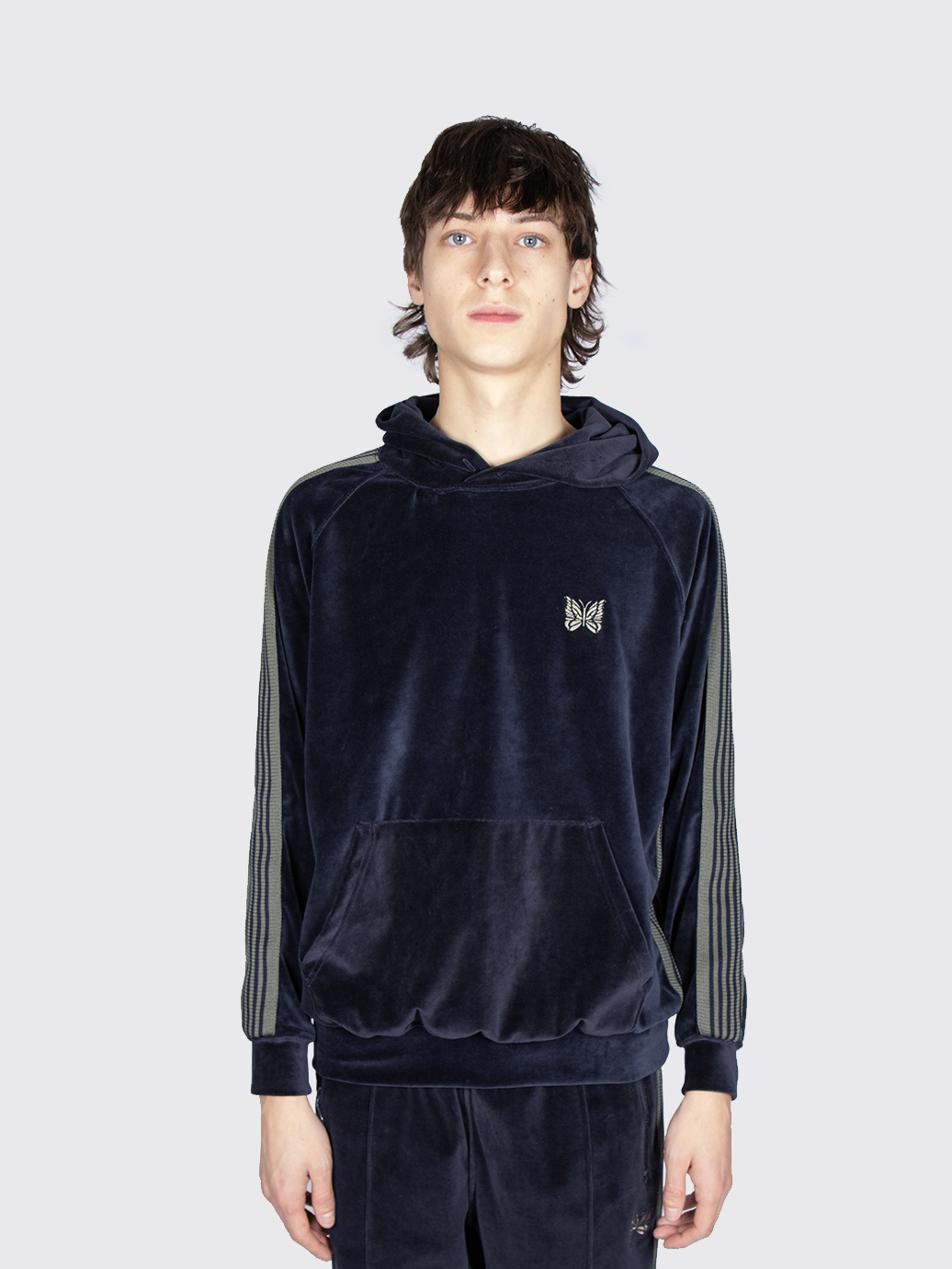 Needles Needles R.C. Track Hoody - C/Pe Velour Navy -