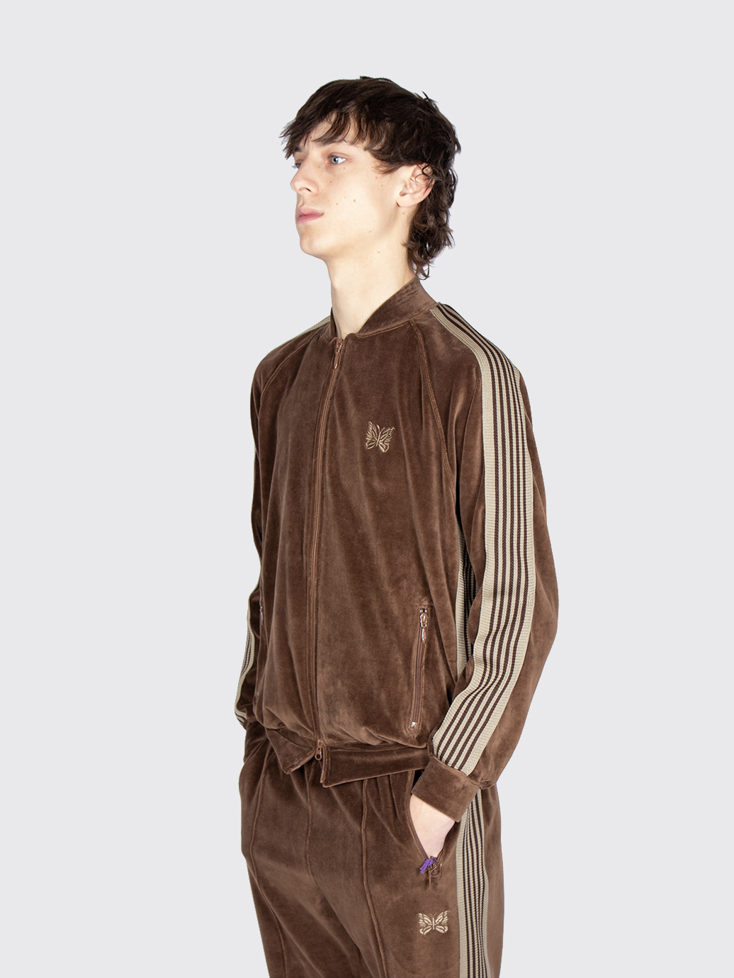 Needles R.C. Track Jacket - C/Pe Velour Brown - OALLERY