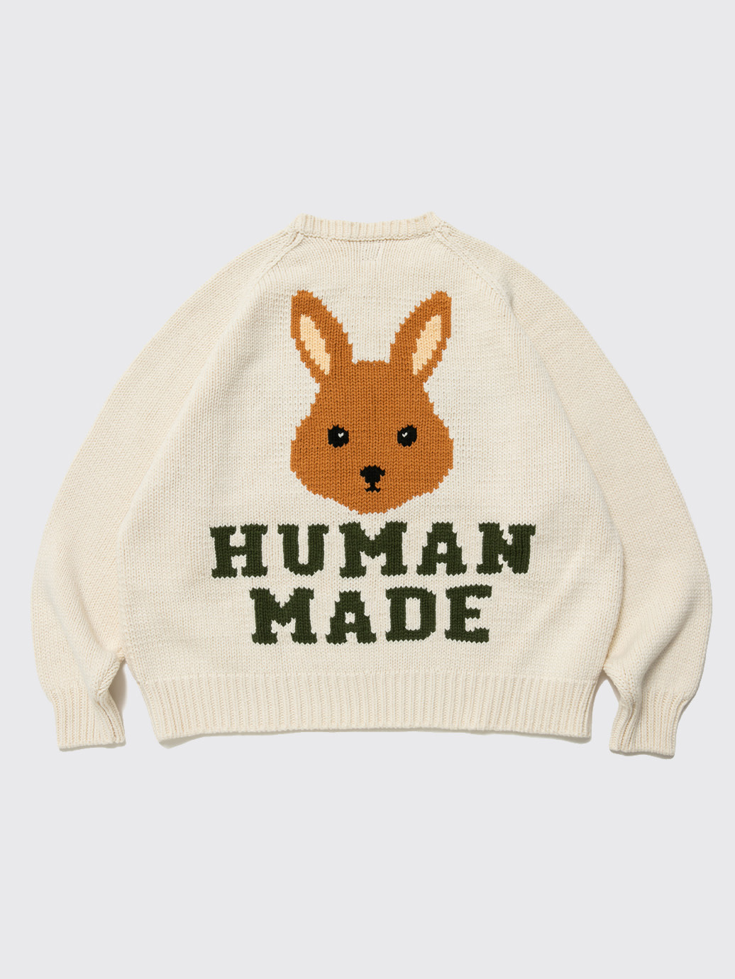 Human Made Rabbit Raglan Knit Sweater FW22 White - OALLERY