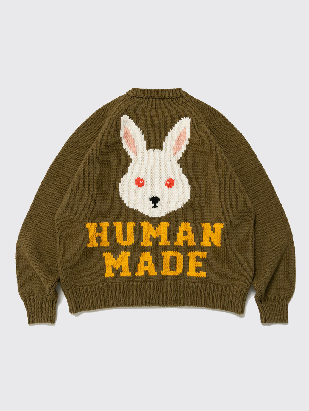Human Made Rabbit Raglan Knit Sweater FW22 Green - OALLERY