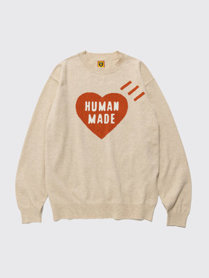 HUMAN MADE HEART L/S KNIT SWEATER PINK L-