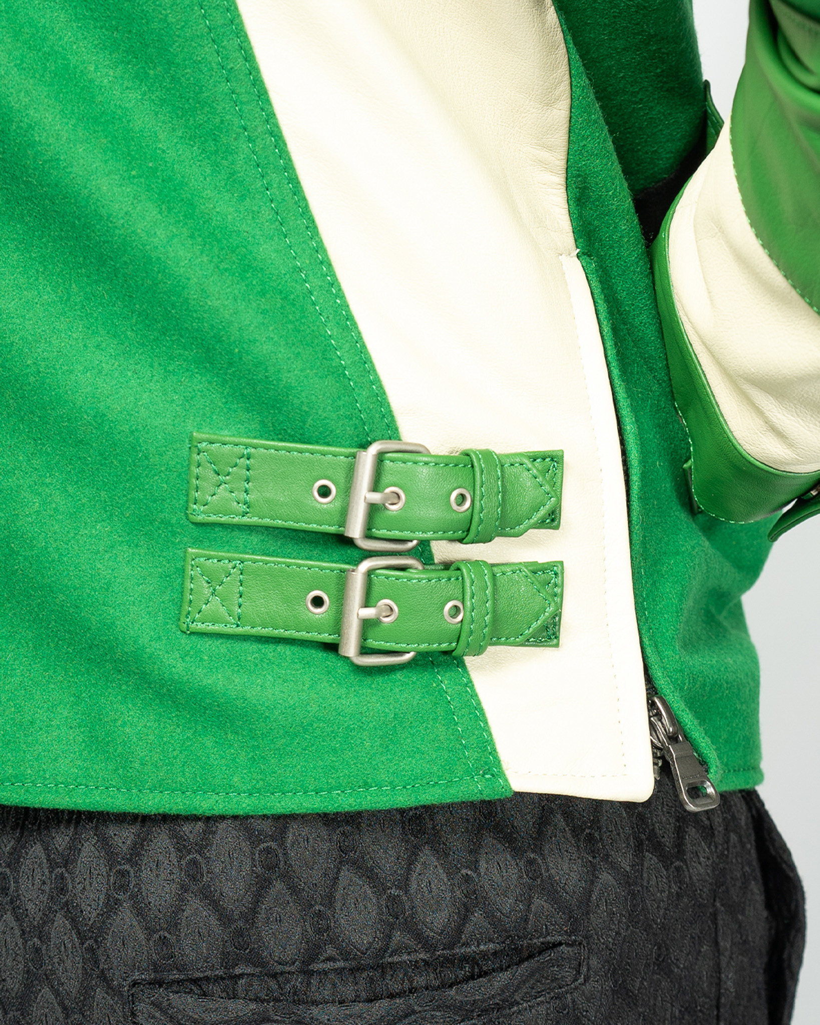 Andersson Bell Motorcycle Leather Varsity Jacket Green - OALLERY
