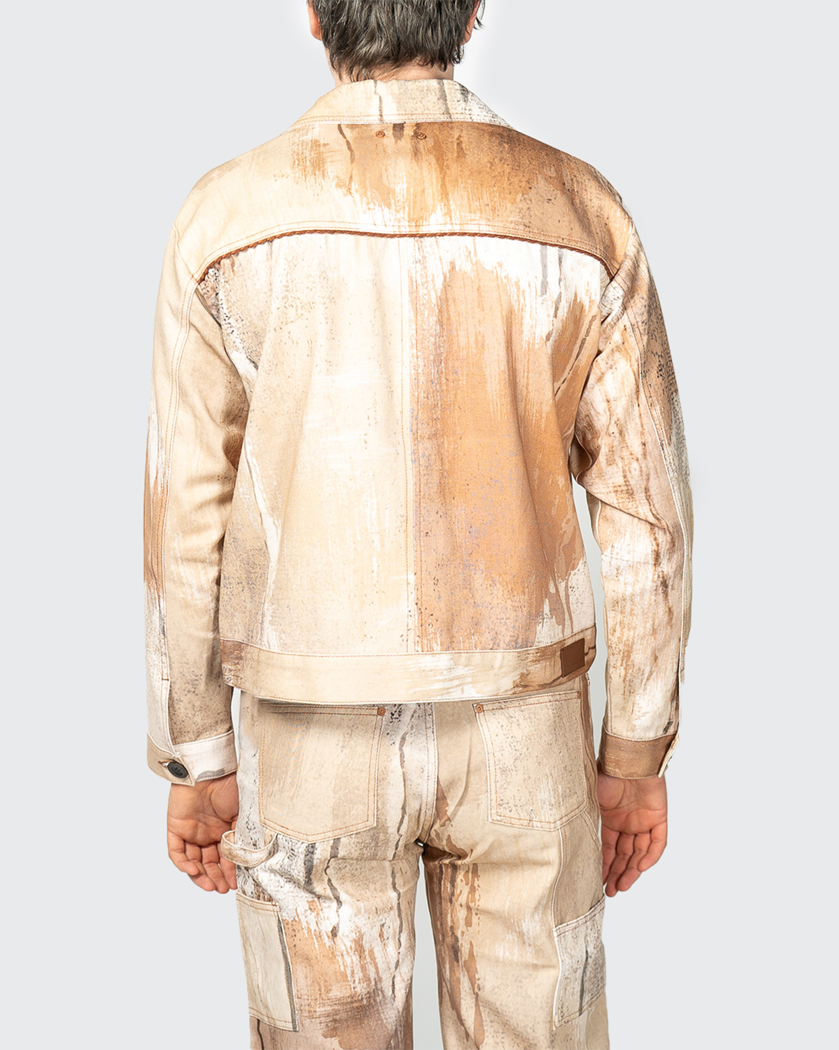 Andersson Bell Tawney Beige Print Denim Trucker Jacket Sand - OALLERY