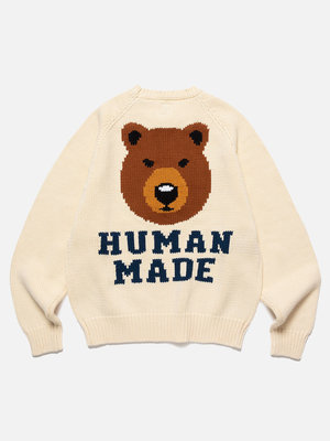 Human Made Bear Raglan Knit Sweater SS23 White - OALLERY