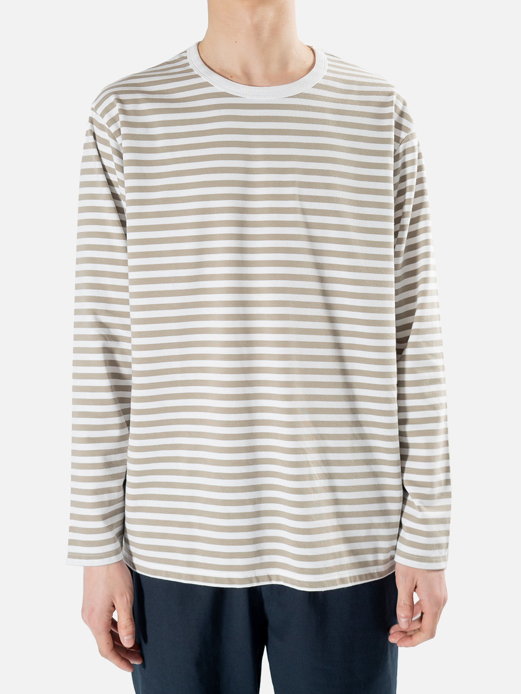 Nanamica COOLMAX St. Jersey L/S Tee Taupe x White - OALLERY