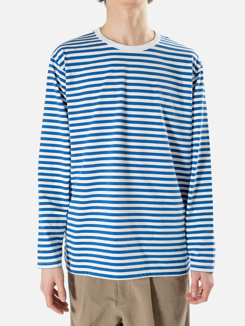 Nanamica Nanamica COOLMAX St. Jersey L/S Tee Royal Blue x White -