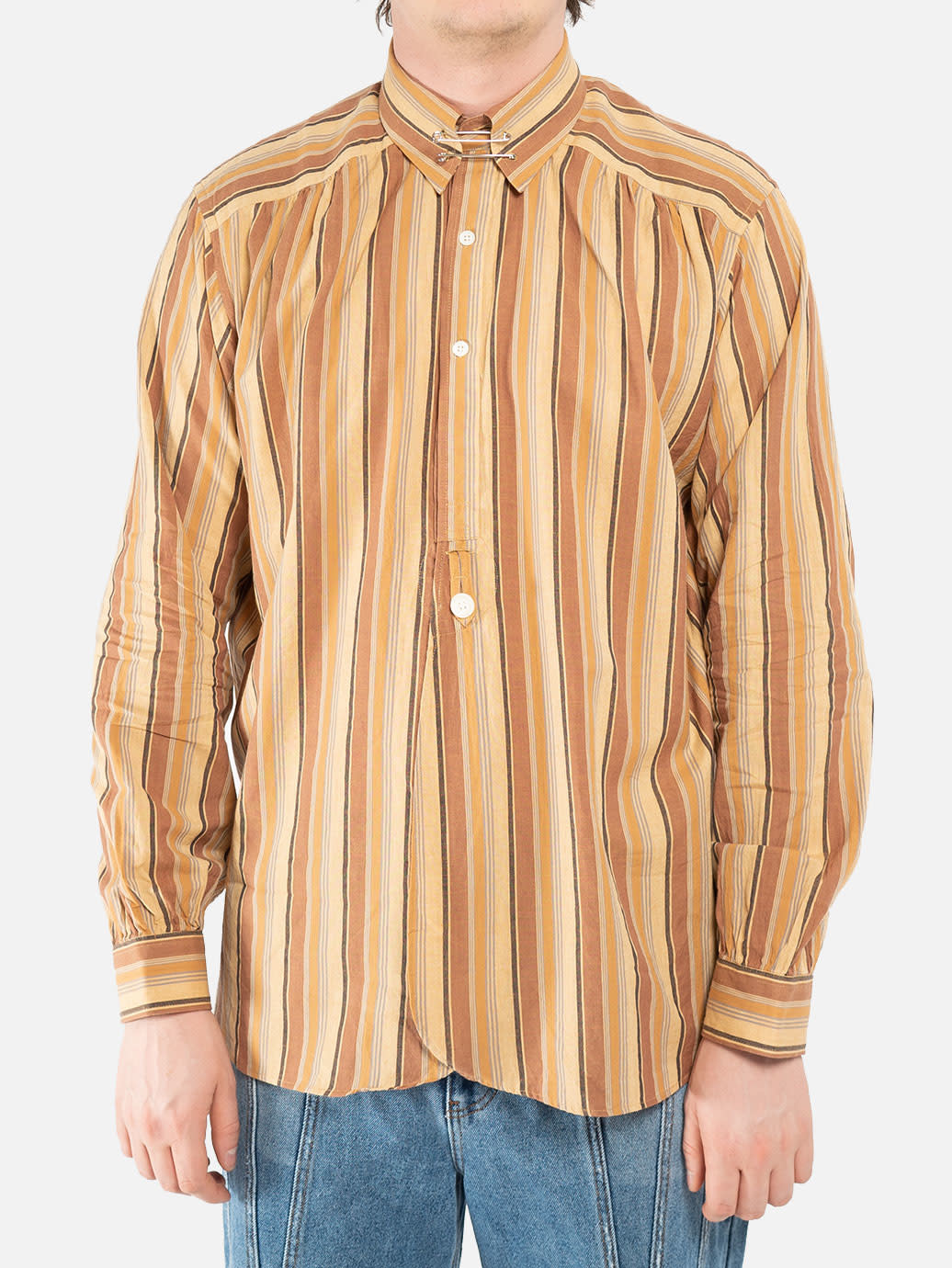 Needles Pinhole Regular Collar EDW Shirt - India Cotton Yellow