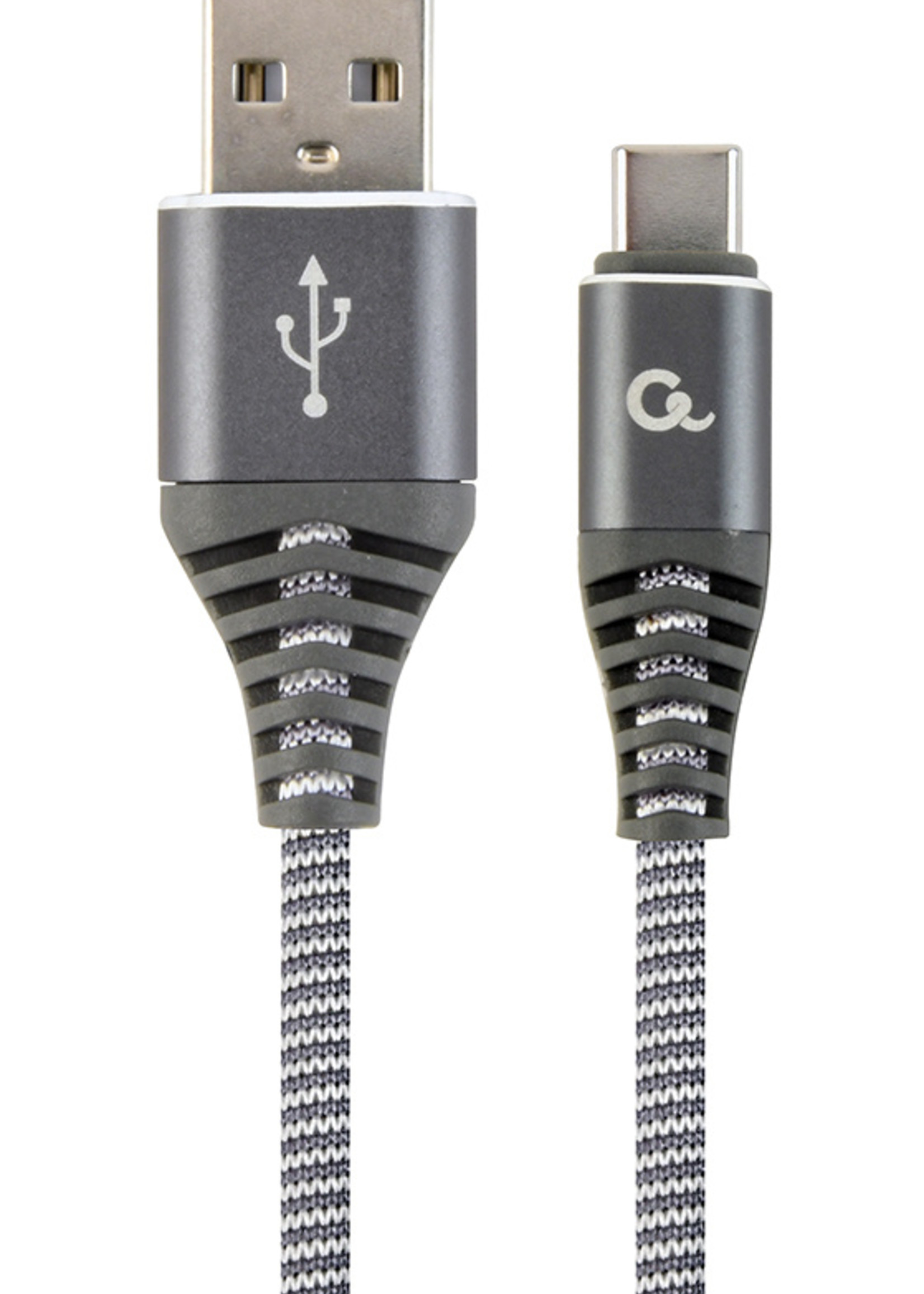 CableXpert Premium USB Type-C laad- & datakabel 'katoen', 1 m, spacegrey/wit