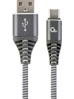 CableXpert Premium USB Type-C laad- & datakabel 'katoen', 2 m, spacegrey/wit