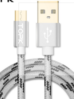 CableXpert Premium micro-USB laad- & datakabel 'katoen', 2 m, spacegrey/wit