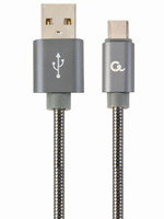 CableXpert Premium USB Type-C laad- & datakabel 'metaal', 2 m, metallic-grijs