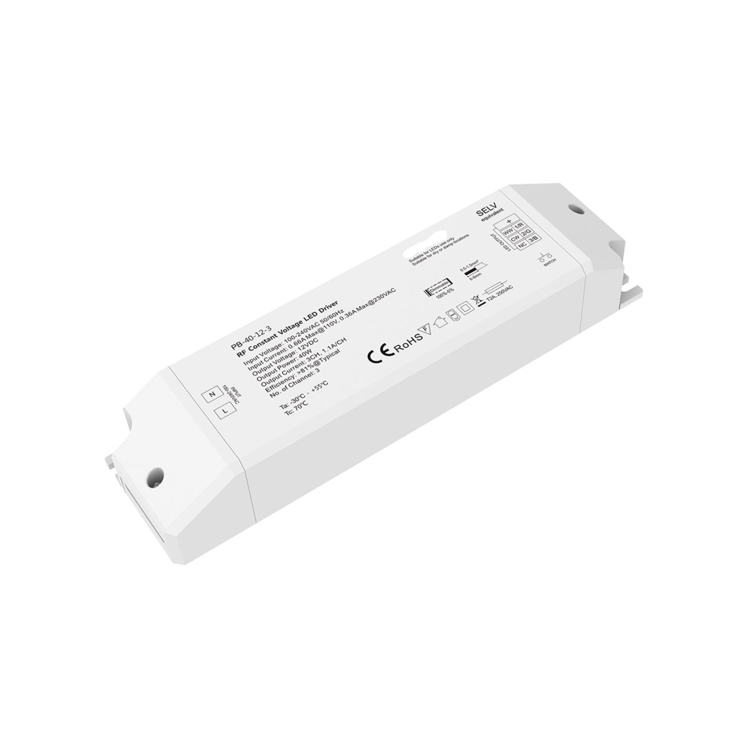 IP67 trafo op 230V (dimbaar) 12W of 40W voor mini LED spot LSPP
