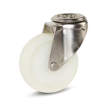 MESO Nylon länkhjul centrumbults infäste- Rostfritt stål  100 mm - 180 kg