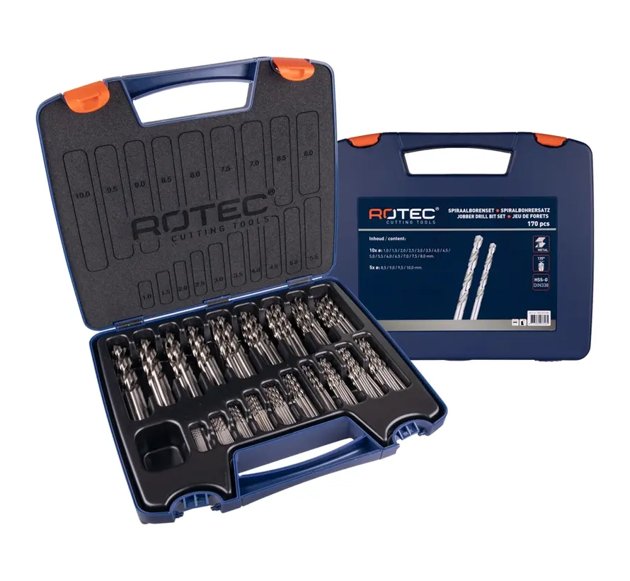 HSS-G spiralborrkronesats - DIN 338 - Typ N - Blank - 170 delar