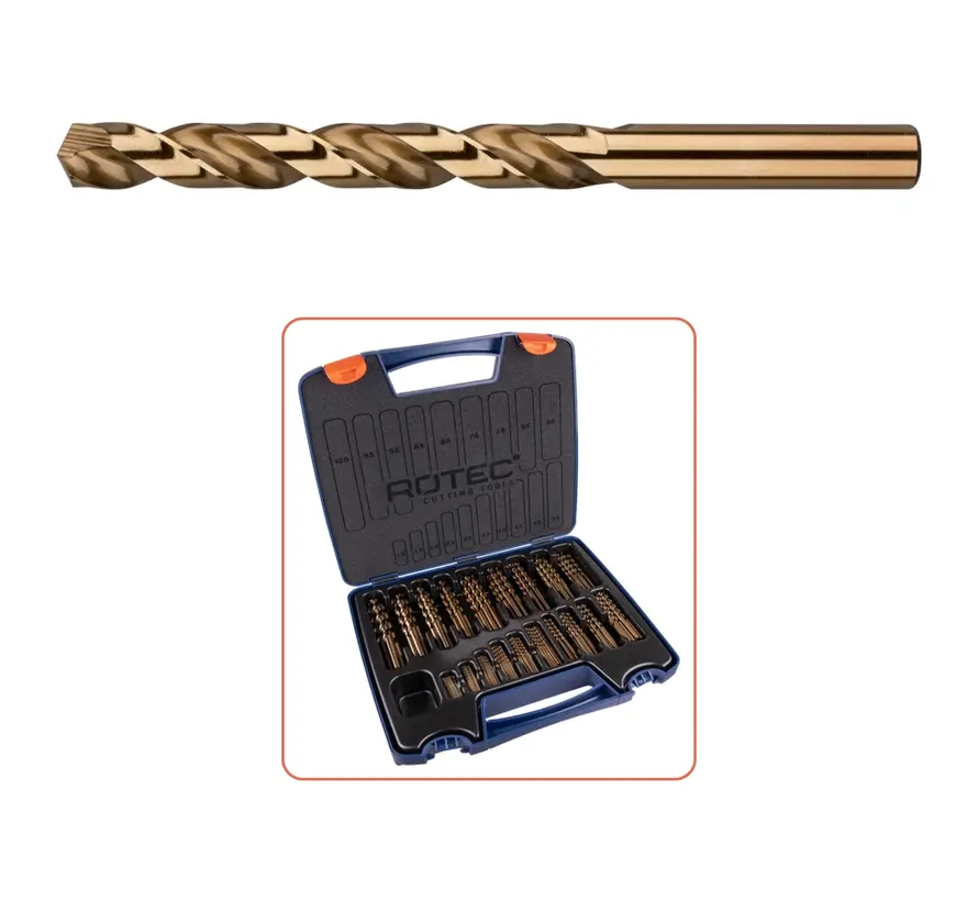 HSS-E spiralborrkronesats '111' - DIN 338 - Typ N - Ø1-10 - Brons - 170 delar
