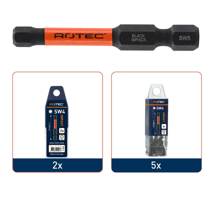 IMPACT - Skruvbit - SW 4 - L=50 - E6.3 - BASIC (5 st)