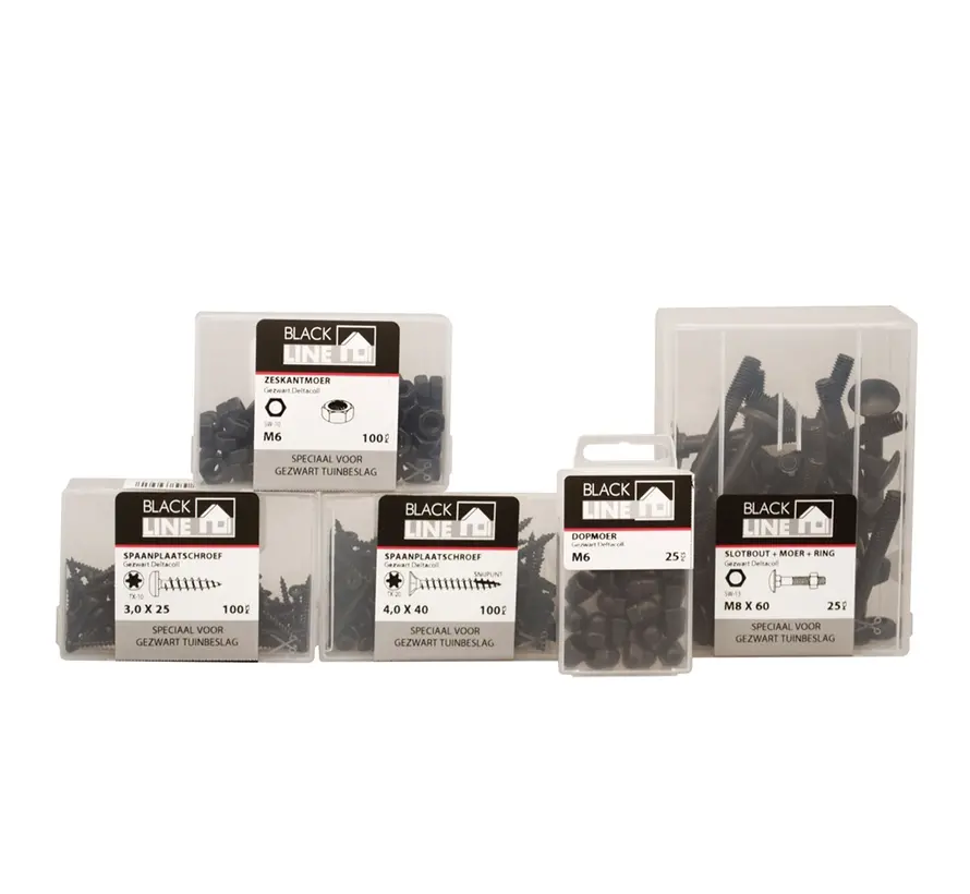 Blackline - Spånskiveskruvar - Torx 20 Flathead - 4,0 x 30 mm - Massiv gänga - Svart (100 st)
