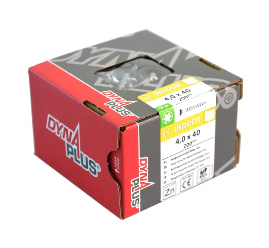 Dynaplus - Beslagsskruvar - Torx 20 - 4 x 40mm - Förzinkad - Guldgänga (200 st)