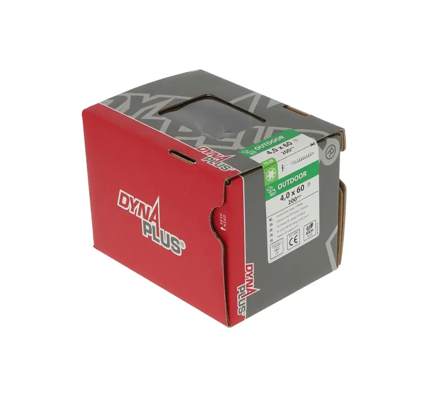 Dynaplus - Uni-skruvar - Torx 20 platt huvud - 4 x 60mm - AR-belagd - Delgänga (200 st)