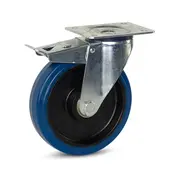 MESO Blå elastiska gummi Länkhjul med broms 200 mm - 350 kg