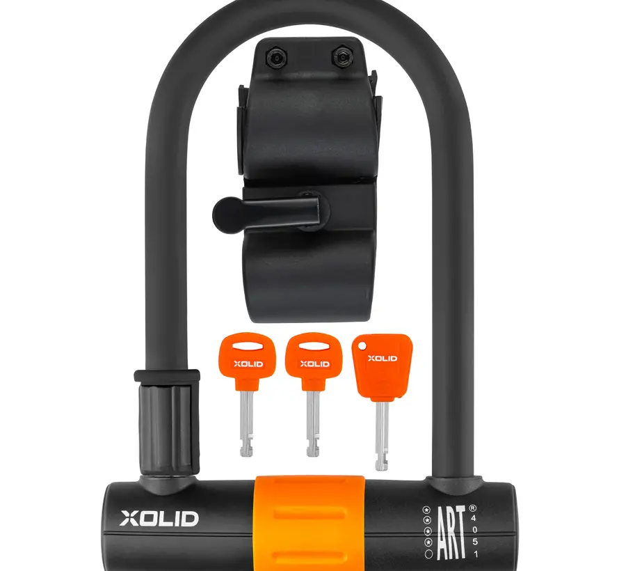 Xolid U-lås med nycklar, orange svart