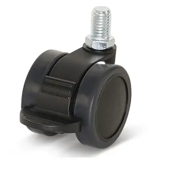 Premium möbelhjul, 42mm, PU-bromsat, gängad stift 10x15mm