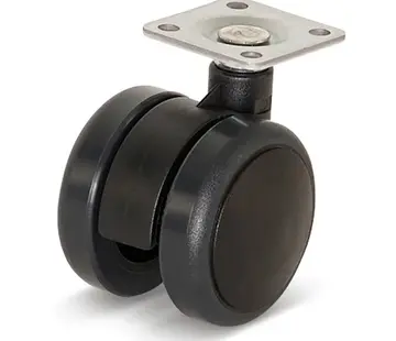 Premium möbelhjul, 50mm, PU med toppskiva 36,5x36,5mm