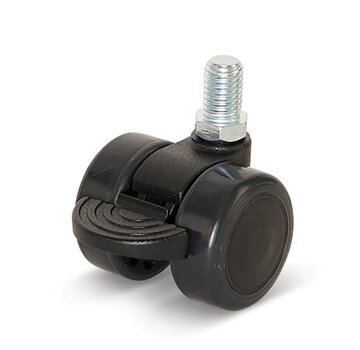 Premium möbelhjul, 36 mm, PU-bromsat, gängtapp 8x15mm