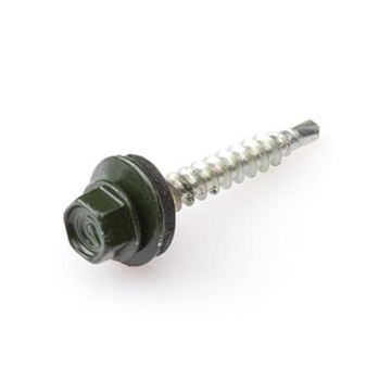 Tak & fasad - Profilplåtskruv - 4,8 x 35mm - Förzinkad - Guldgänga - Grön (200 st)