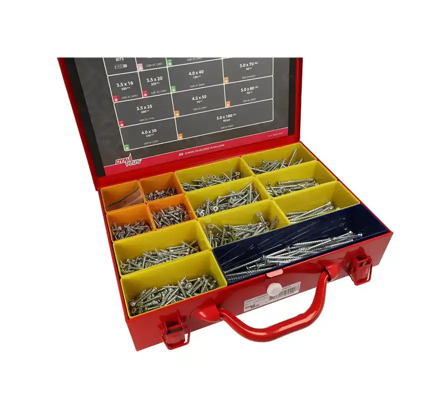 Dynaplus - Sortiment hylsskruvar - TORX - Galvaniserad - 1 604 delar