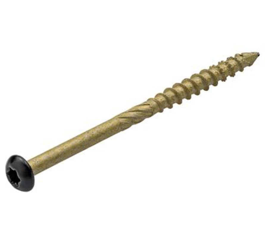 Dynaplus - Däckskruvar för gavel och kruka - Torx 15 - 4,0 x 60mm - AR-brons - Svart huvud - CK (200 st)