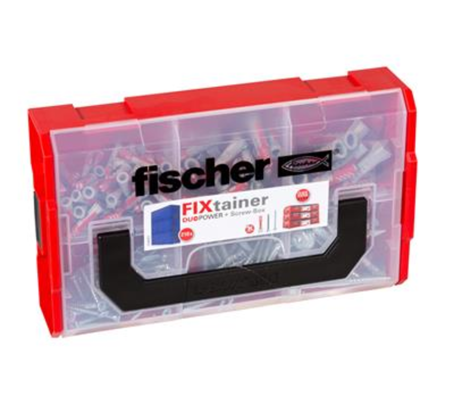 Fischer FIXtainer - Duopower plugg- och skruvlåda (210 delar)