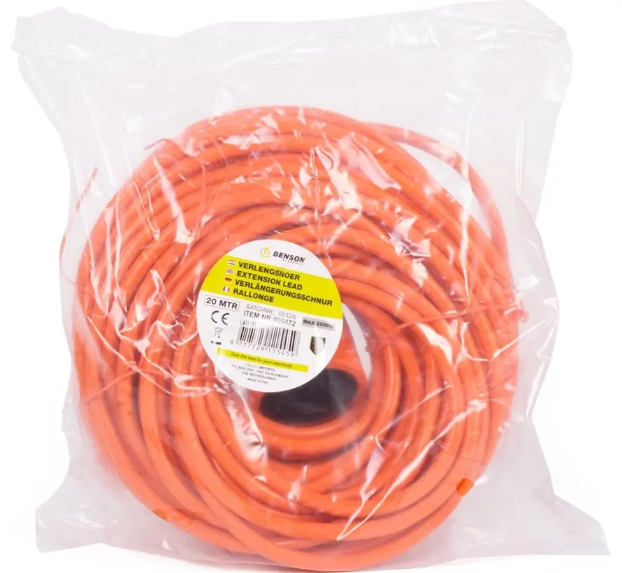 Förlängningssladd - 2 x 1,0 - 20 meter - Orange