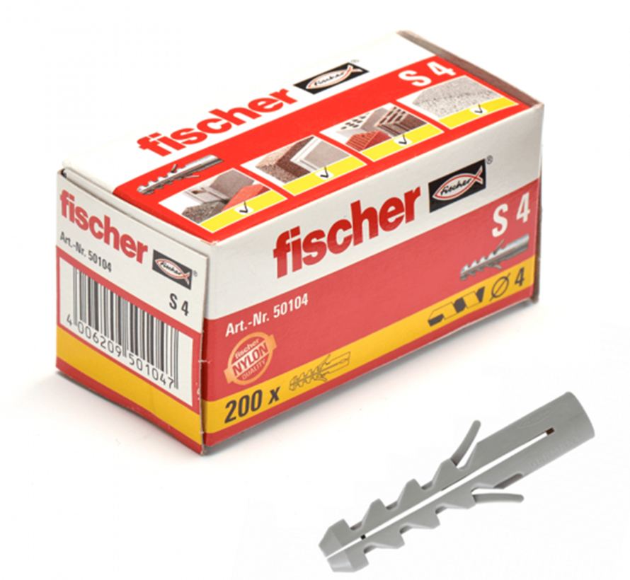 Fischer - S - Nylonpluggar - 4 x 20 mm (100 st)
