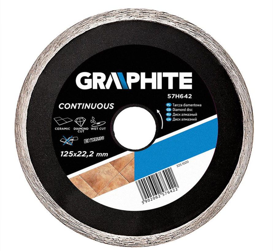 Graphite - Kontinuerlig - Diamantskiva - 125x22,2x6,0x2,2mm