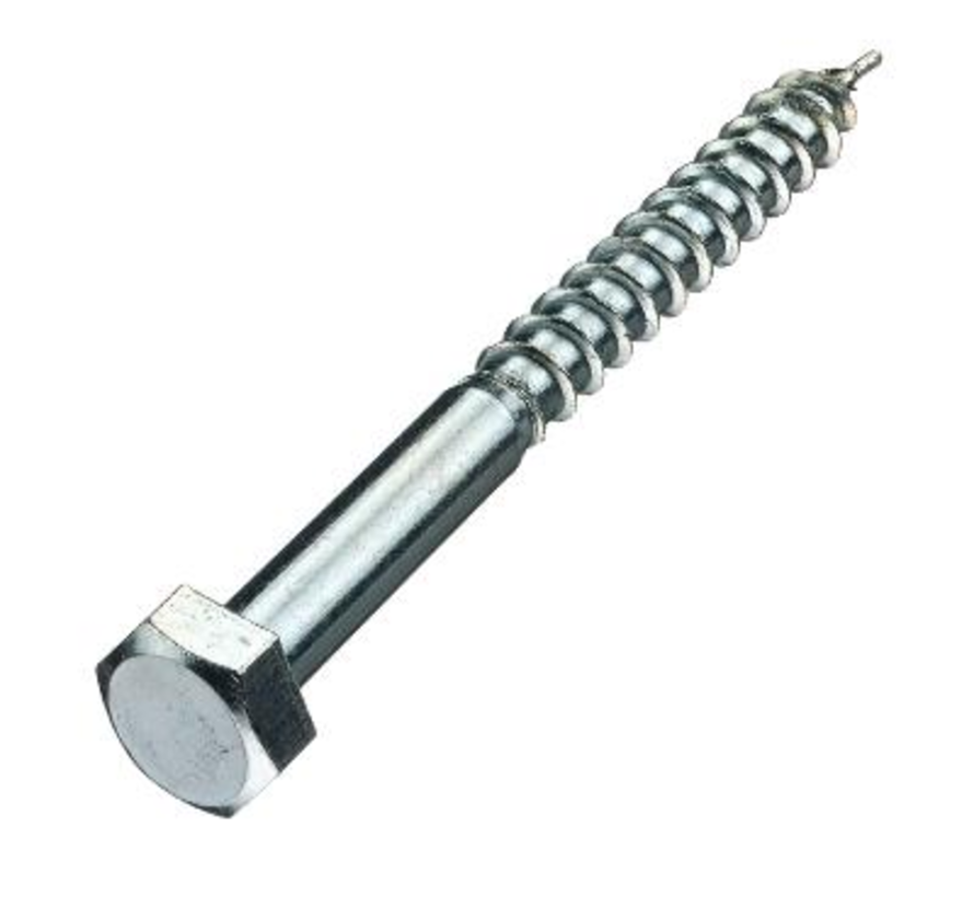 Gängade träbultar - DIN571 Hexagon - M12 x 90mm - Förzinkad (50 st)