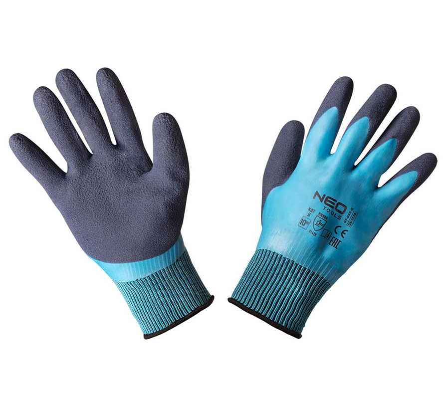 Neo - Arbetshandskar - Latex 2 lager - Svart/Blå - M10