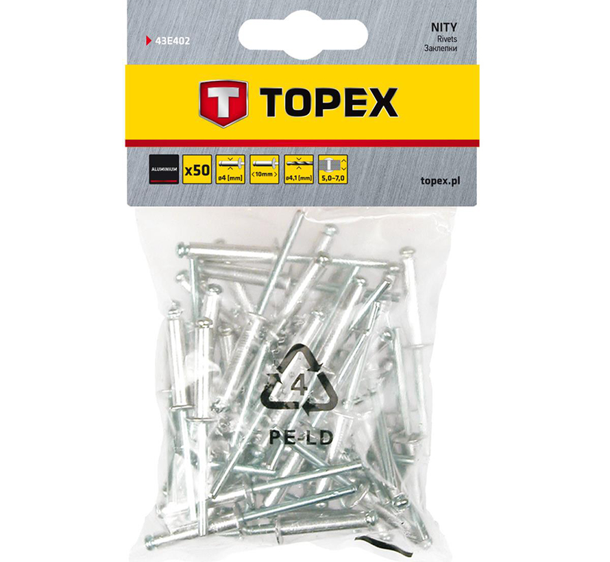 Topex - Popnitar - 4,0 x 10 mm (50 stycken)