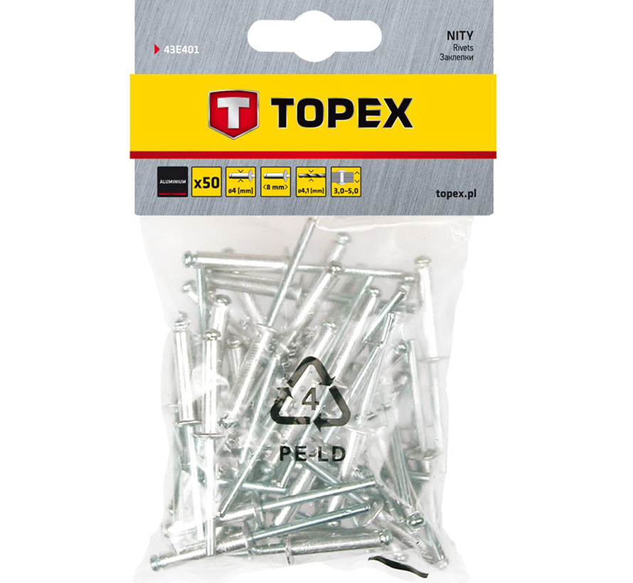 Topex - Popnitar - 4,0 x 8 mm (50 stycken)