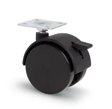 MESO Möbelhjul med lock 50mm Nylon dubbelhård med platta 38x38mm bromsad