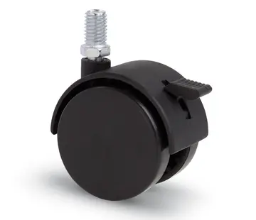 MESO Möbelhjul med lock 40mm Nylon dubbel hård bult M8 bromsad