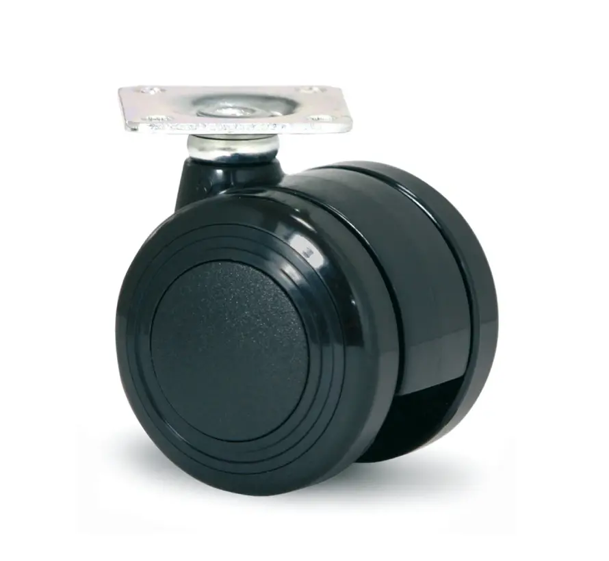 Möbelhjul 40mm PU dubbelt mjukt med platta 38x38mm