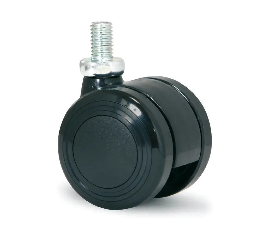 Möbelhjul 40mm PU dubbel mjuk bult M8